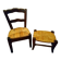 Child's straw chair and oak stool