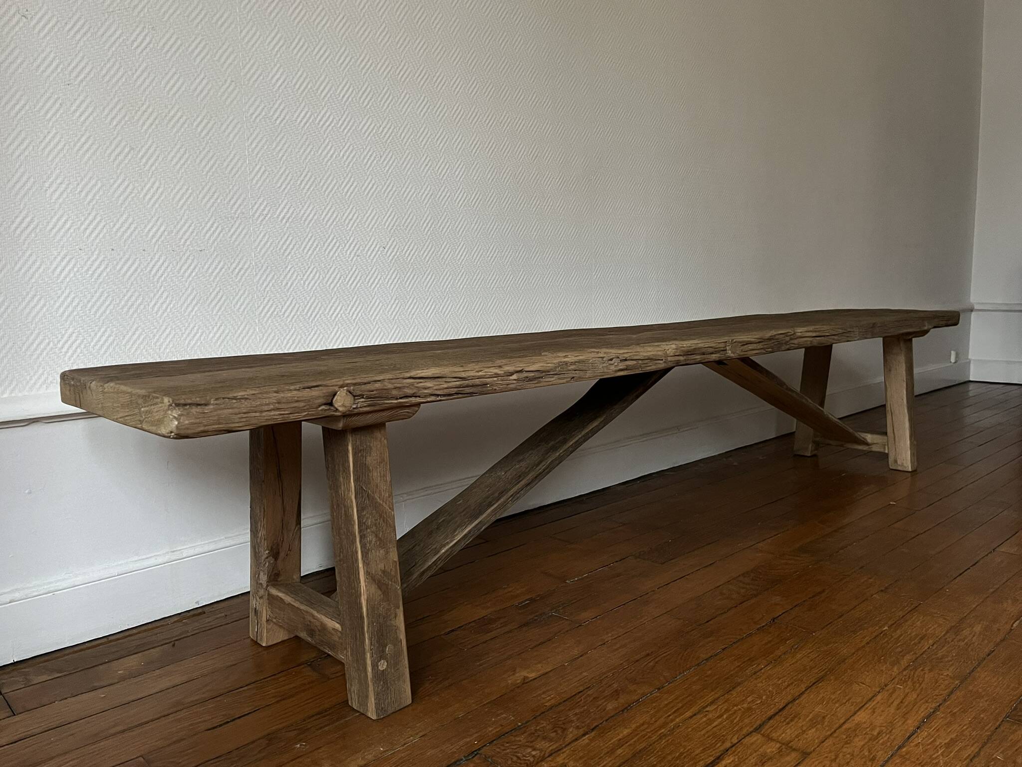 Millau bench solid oak antique - 200 cm