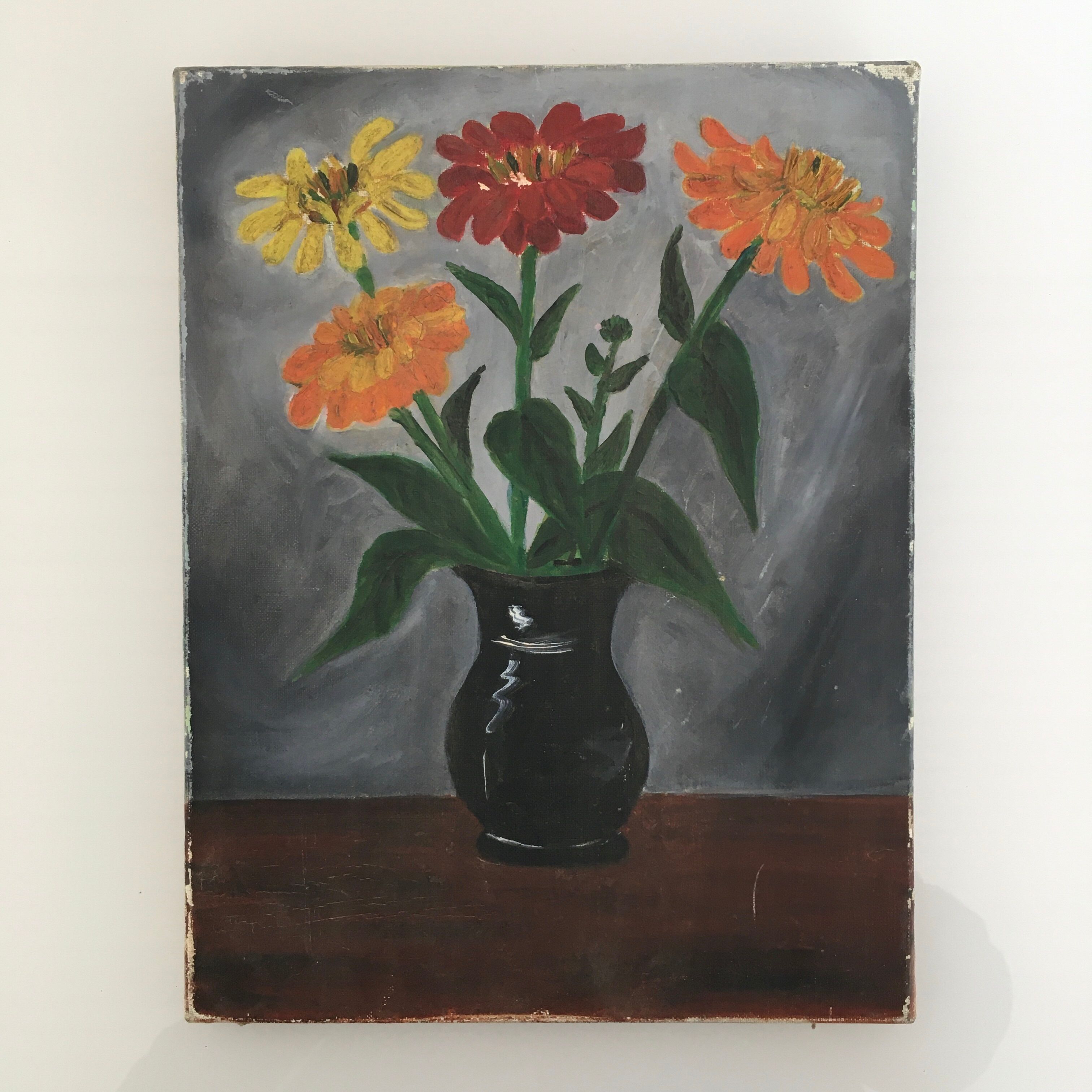 Tableau ancien bouquet de marguerites