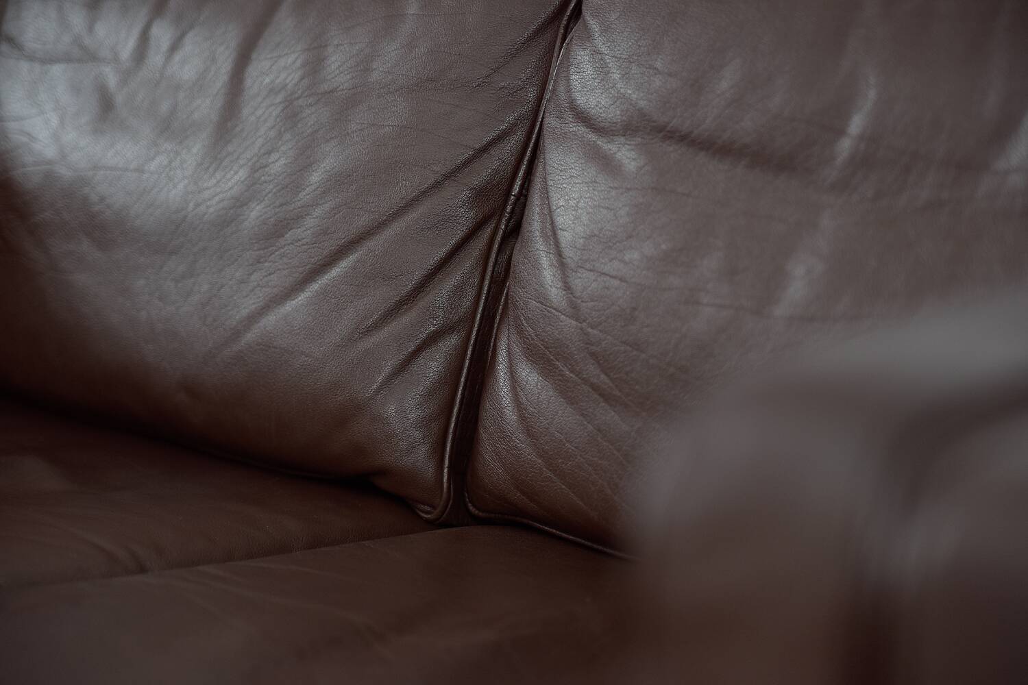 Vintage Mid-Century Scandinavian Modern Brown Leather Sofa, 1970s