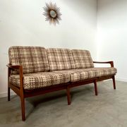 Lot armchairs and sofa 60 years Scandinavian design in vintage blond teak