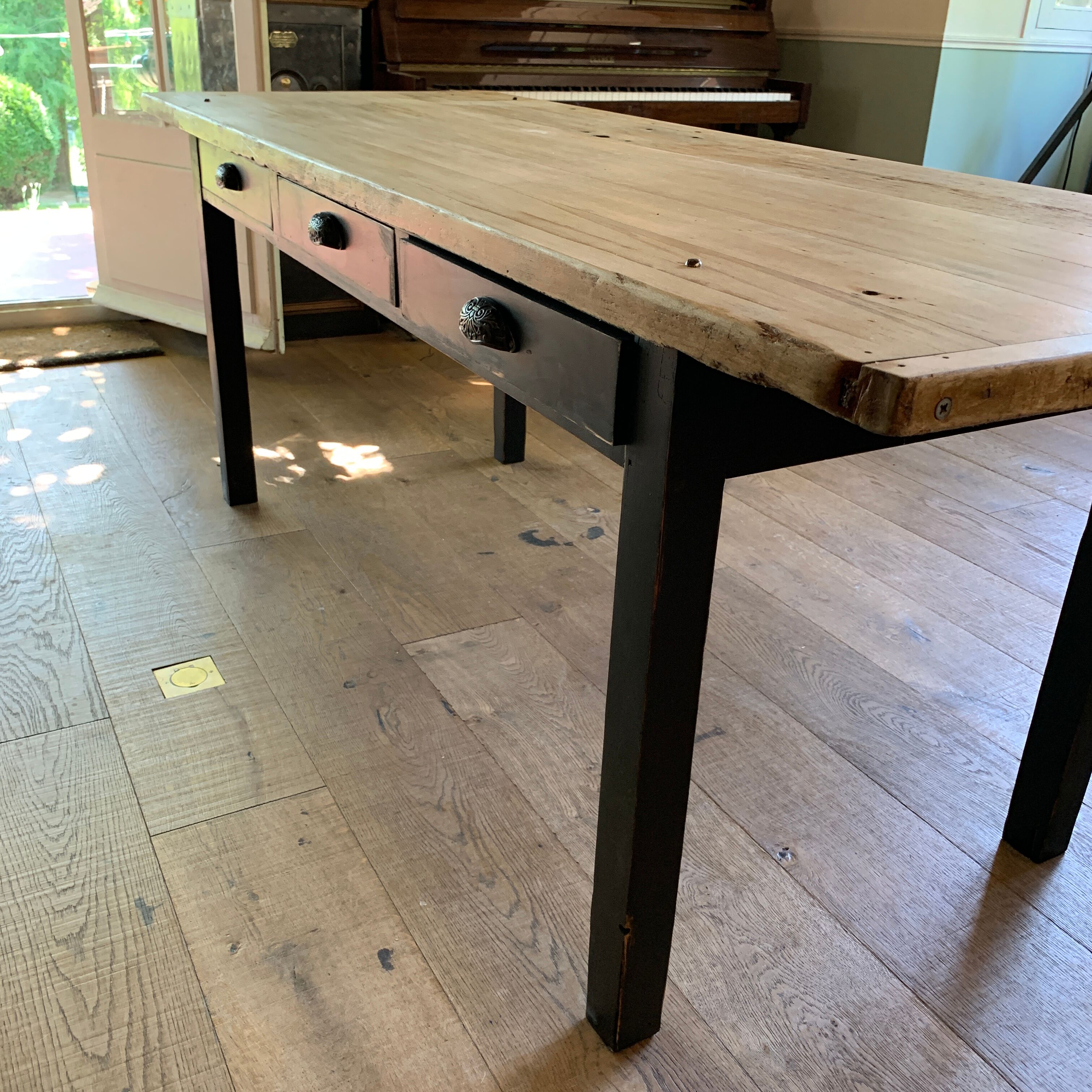Old farm table with drawers