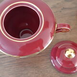 Tasses à thé, café et sucrier en porcelaine rouge et or