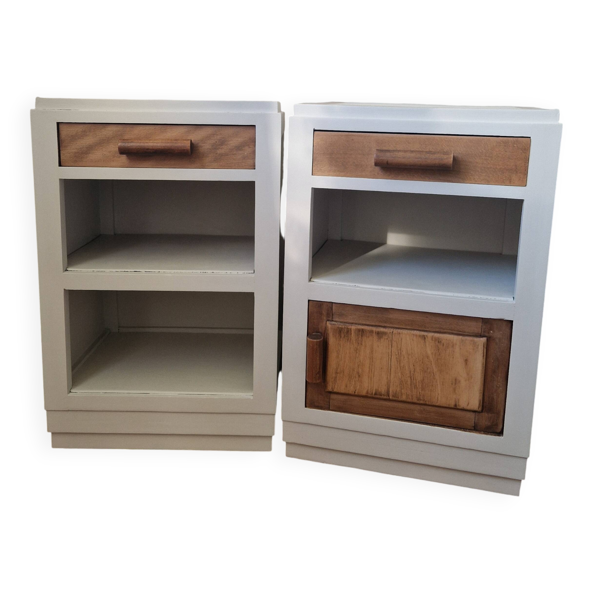 Pair of vintage beech bedside tables