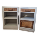 Pair of vintage beech bedside tables