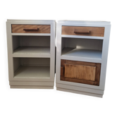 Pair of vintage beech bedside tables