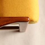 Paire de fauteuils scandinaves vintage en curry jaune rembourrage fauteuil coussin salon ambre