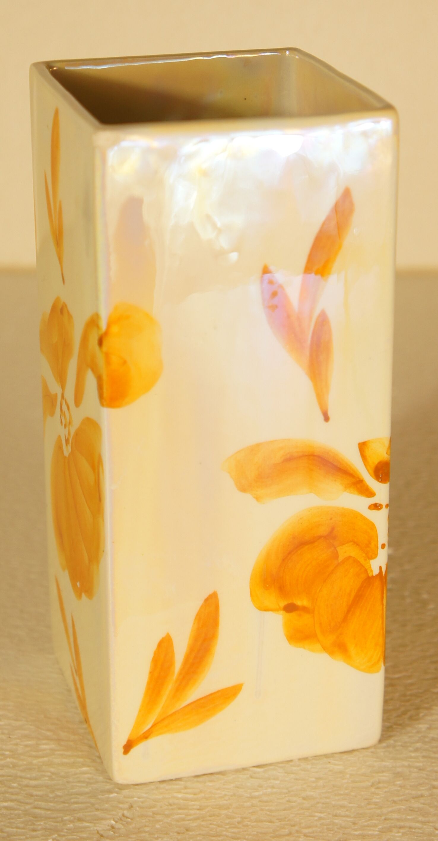 Soceram iridescent cubic vase