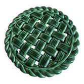 Woven green ceramic trivet in Vallauris style