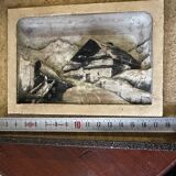 Carved and painted alpine tableau