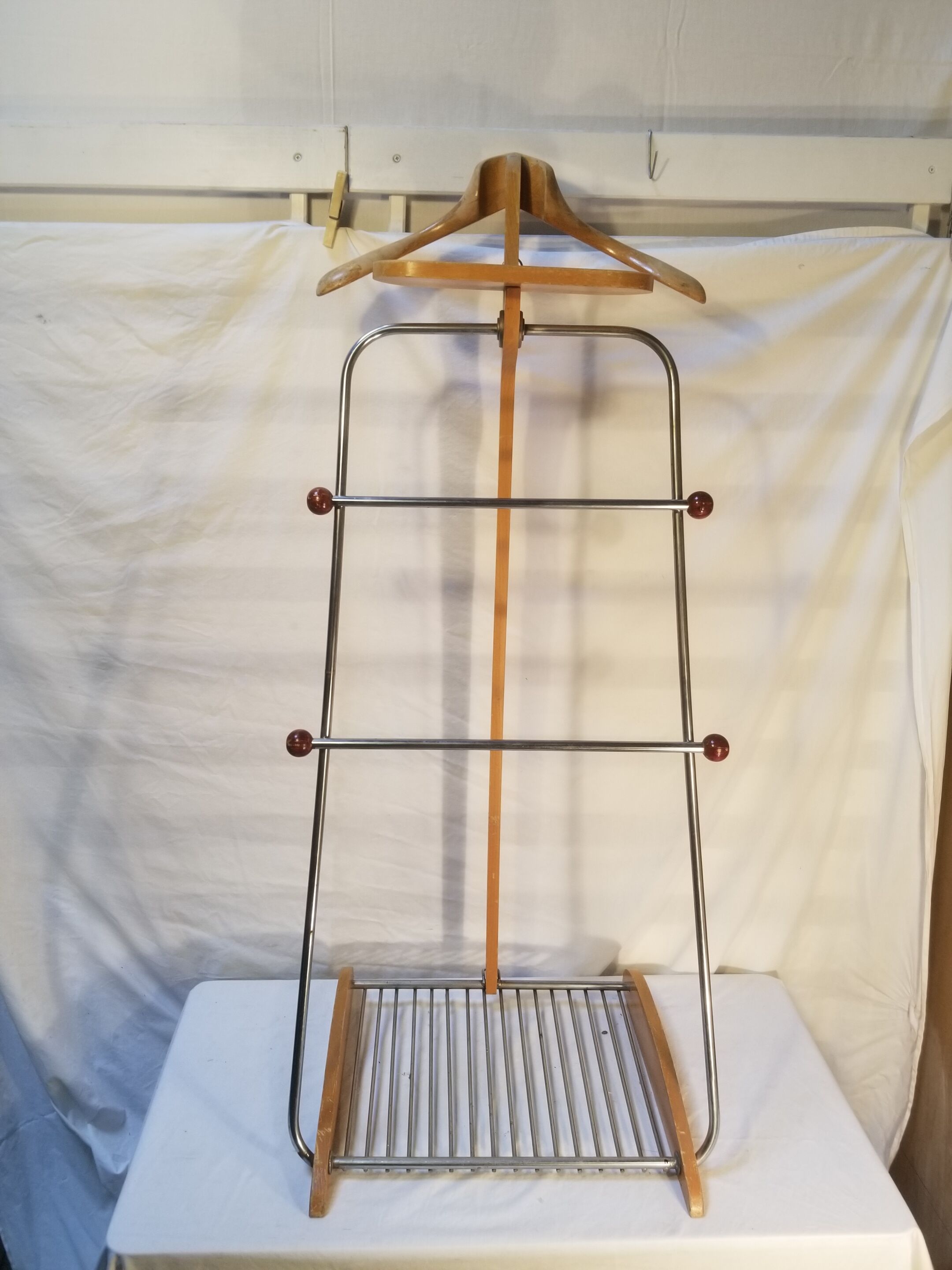 Vintage wood and metal night valet