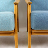 Mid-Century Scandinavian Blue & Turquoise Armchairs, 1960s, Set of 2