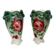 Vase art new pair KG Lunéville gilding decoration flower pink soliflore tulip tree