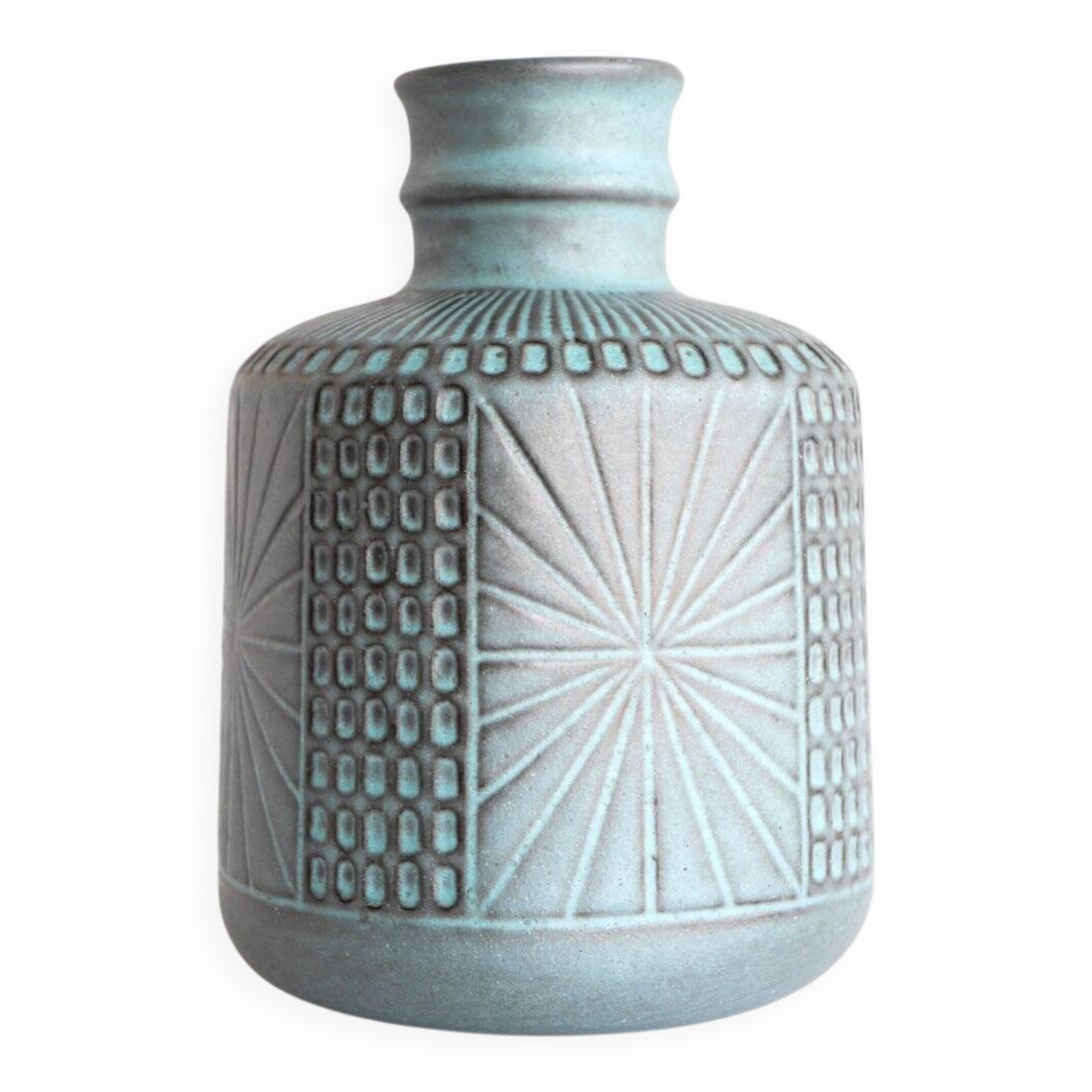 Mid-century Scandinavian modern art design pottery vase by Mari Simmulson for Upsala Ekeby, Sweden, 1970s