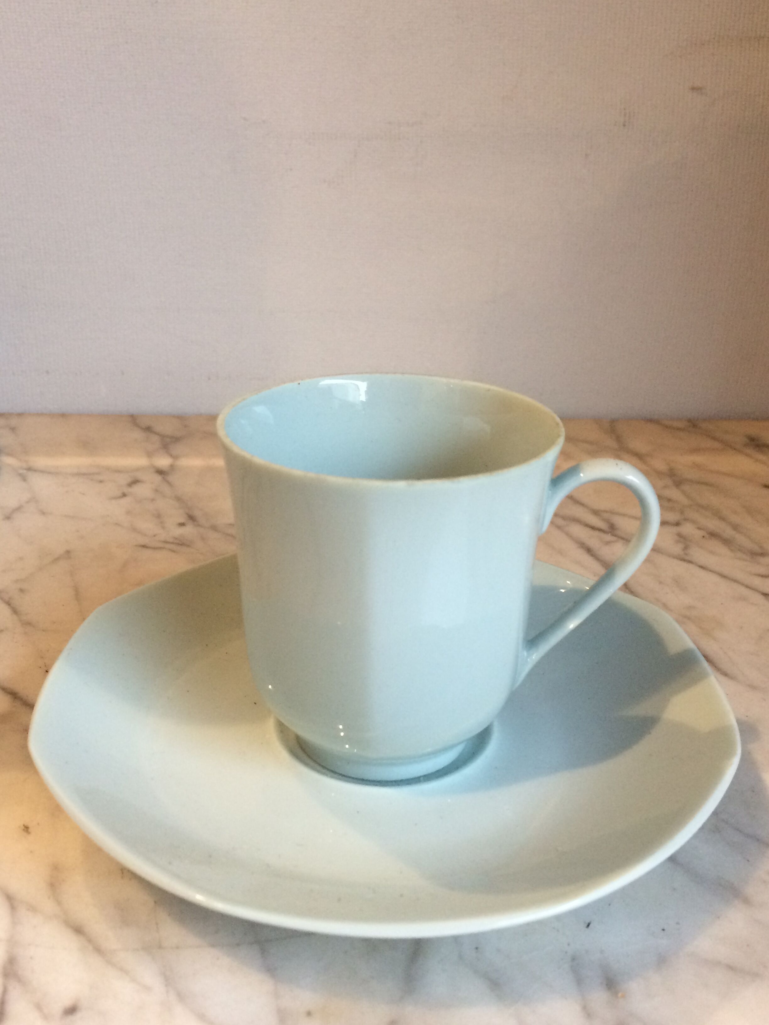 Service at vintage sky blue Limoges coffee