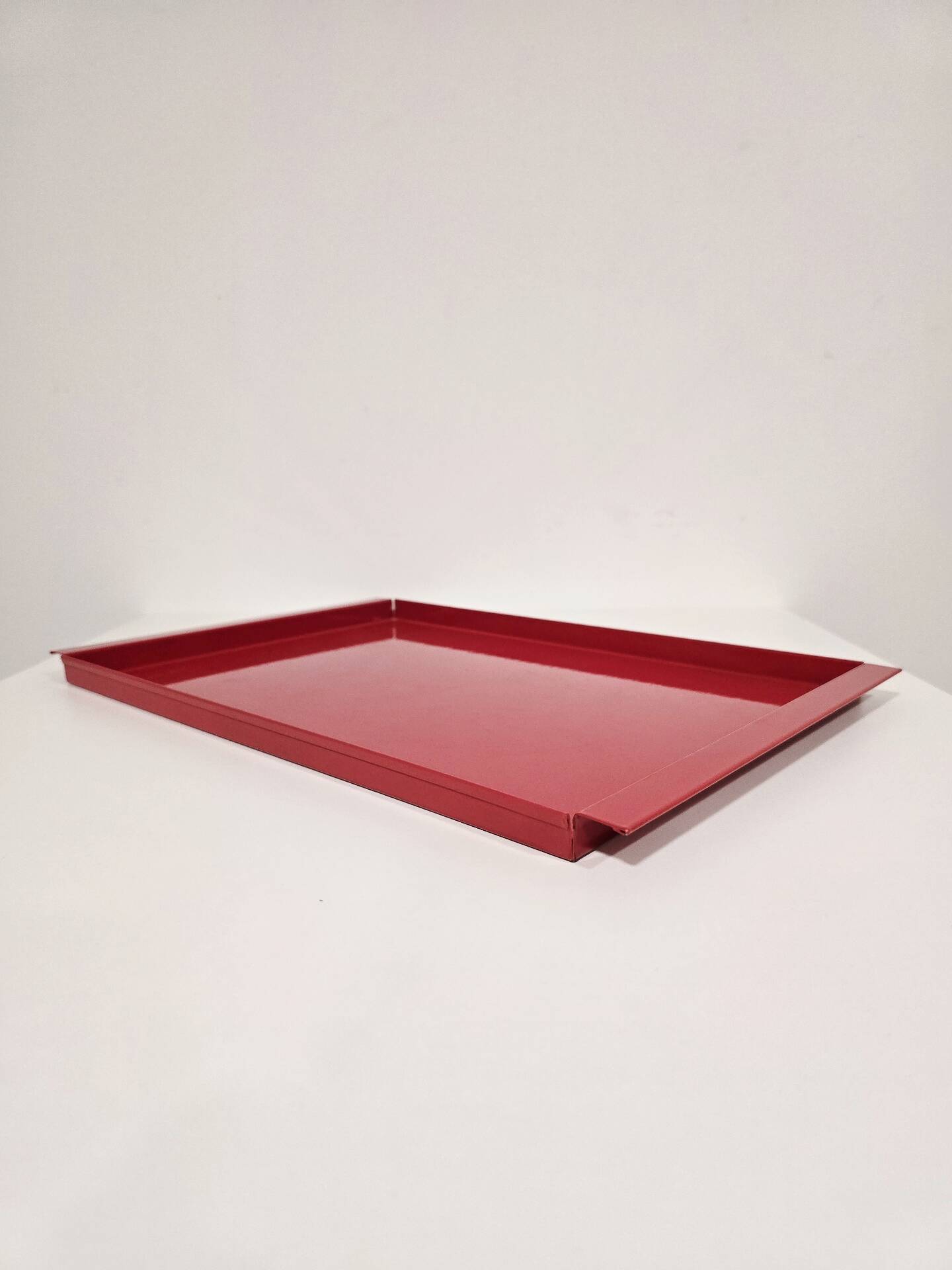 Vintage Italian Red Metal Trays / Mid-Century Modern Decorative Servin
