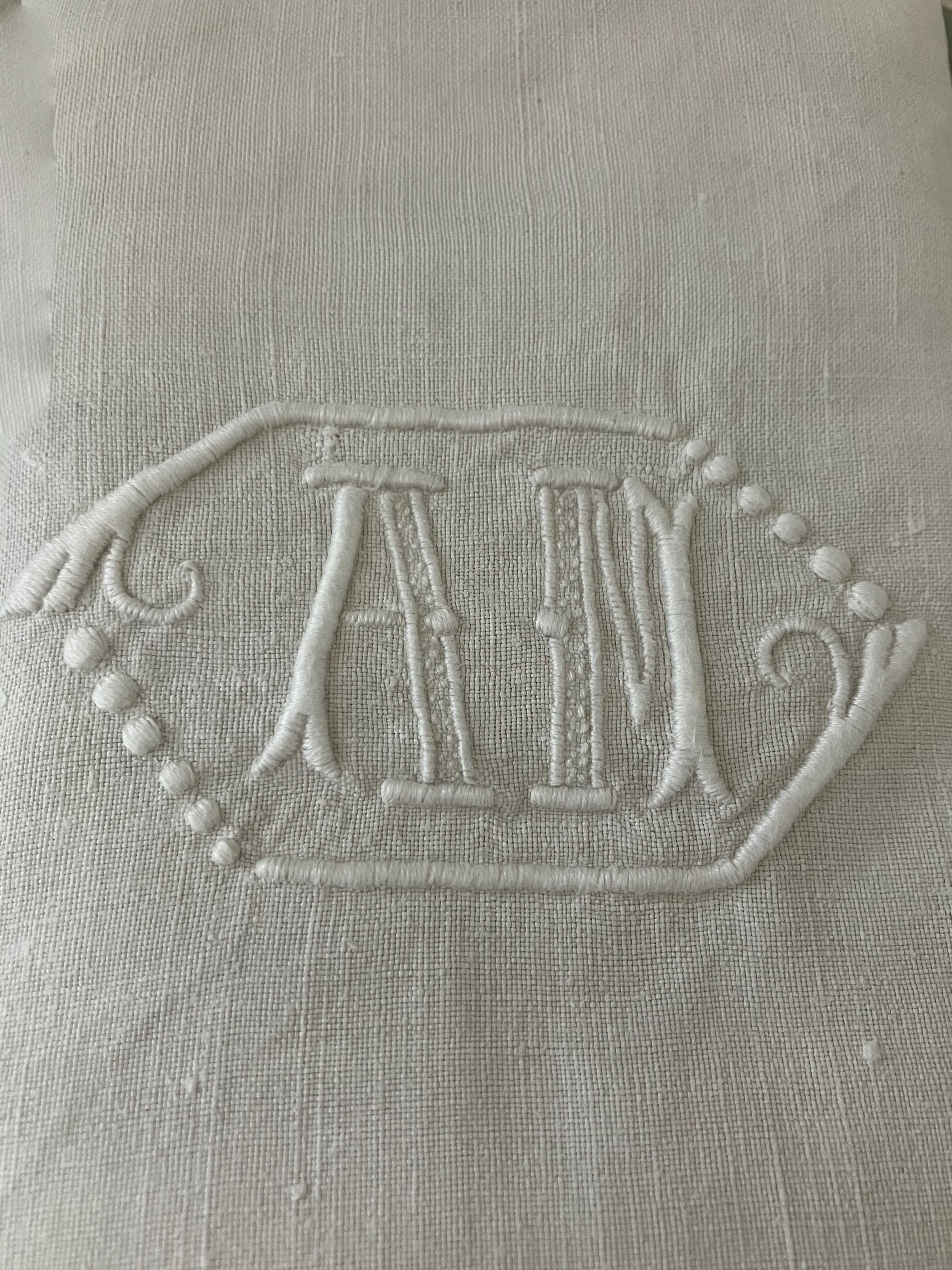6 serviettes en fil de lin, trousseau d'Amandine