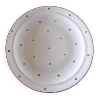 Poral Limoges - Large round hollow dish - pattern of golden flowers and golden net - Porcelain