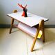 Table basse pieds compas vintage