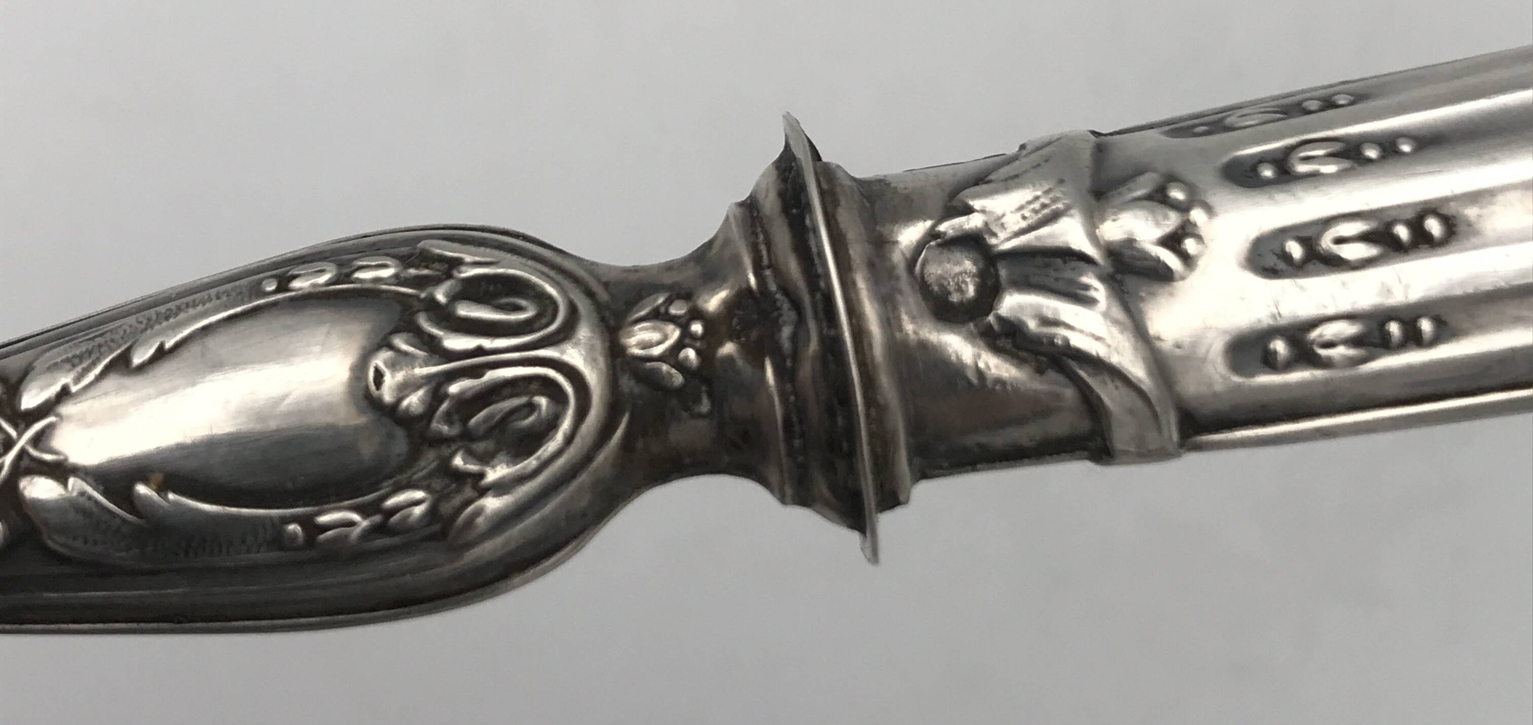 Serving cutlery, salad cutlery, in filled silver, minerva hallmarks