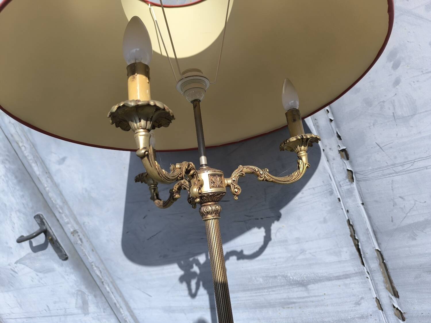 Vintage brass tripod floor lamp