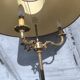 Vintage brass tripod floor lamp