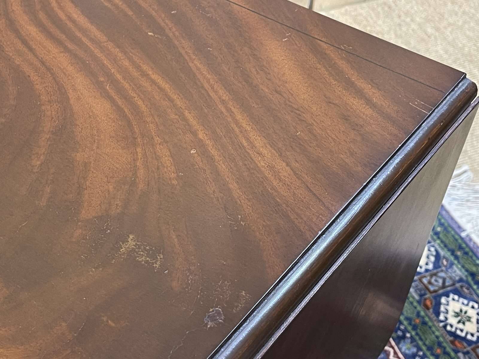 English mahogany drop-leaf desk from the 1950s