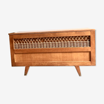 Wooden toy chest and rattan