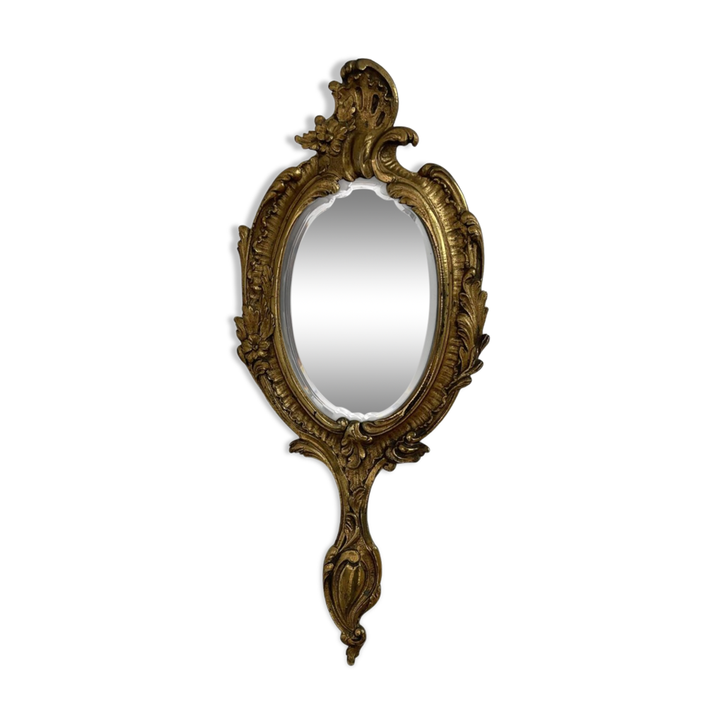 Joli Miroir, Face à Main, Pierrot Et La Lune, Bronze Et Lait