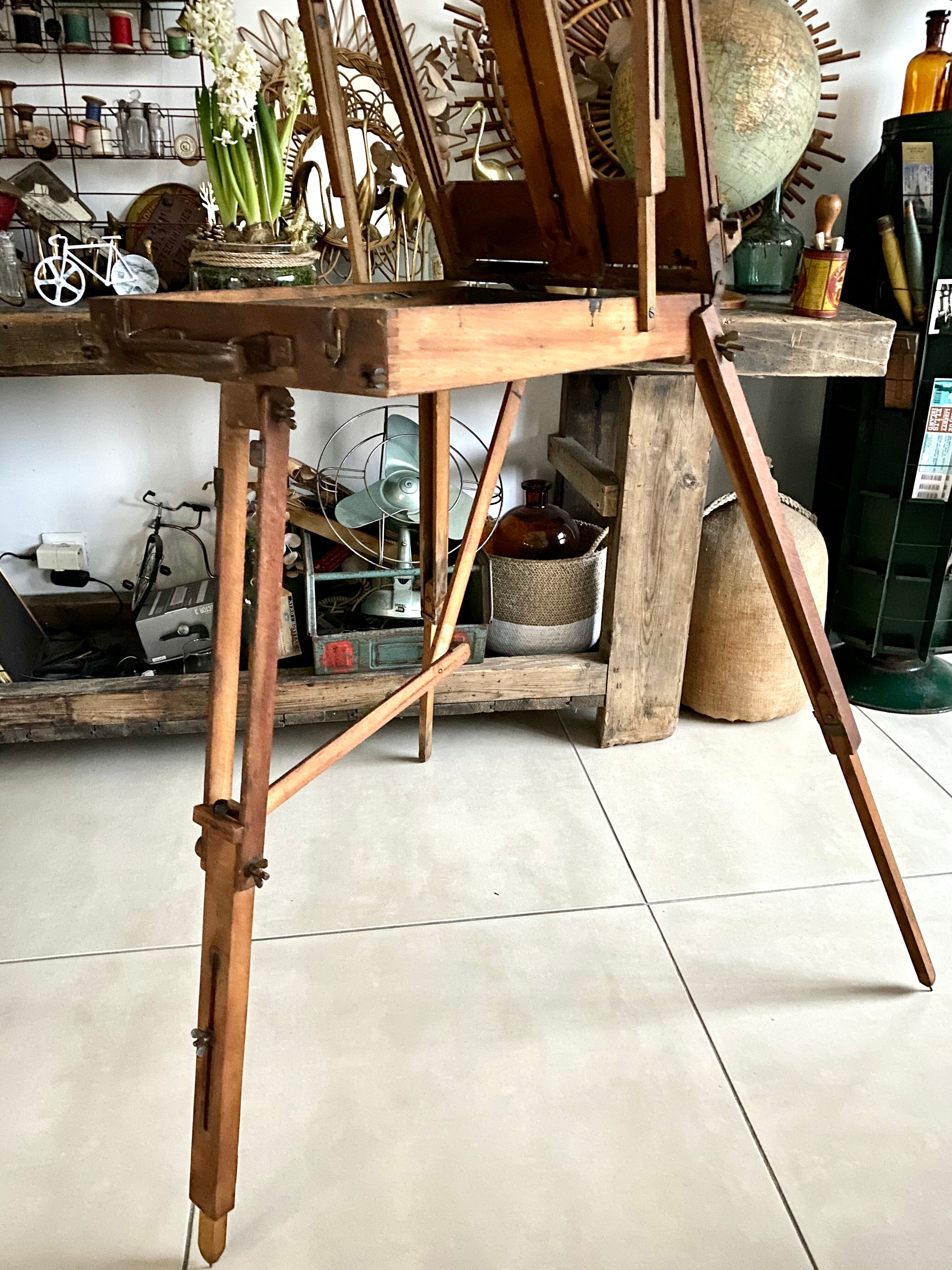 Old collapsible wooden painter's easel