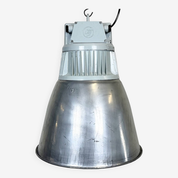 Vintage Silver Industrial Factory Pendant Lamp from Elektrosviti, 1960s
