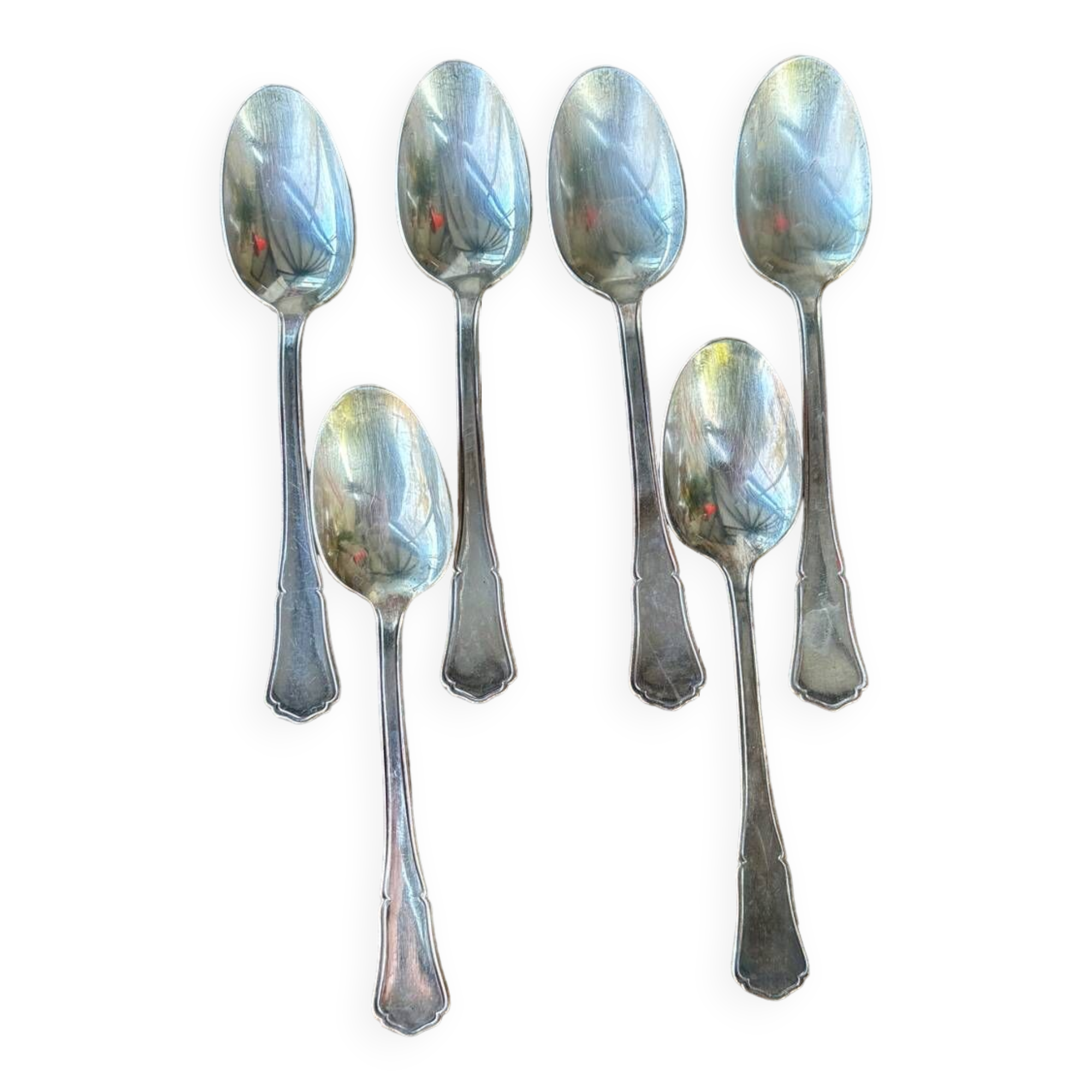 Set of 6 small silver metal spoons Apollo