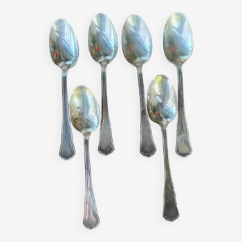 Set of 6 small silver metal spoons Apollo