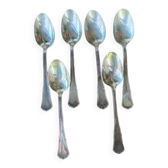 Set of 6 small silver metal spoons Apollo