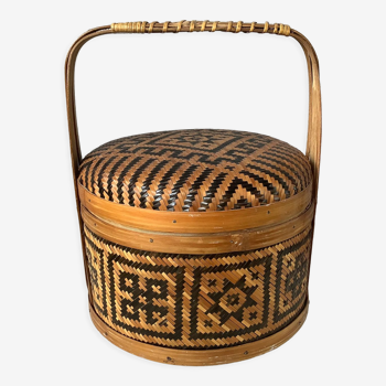 Boho chic Chinese Bamboo Bamboo Braided Basket - Bakul Siah