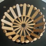 geometric olive wood basket, France 1970