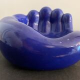 Ceramic ashtray, blue hand shape