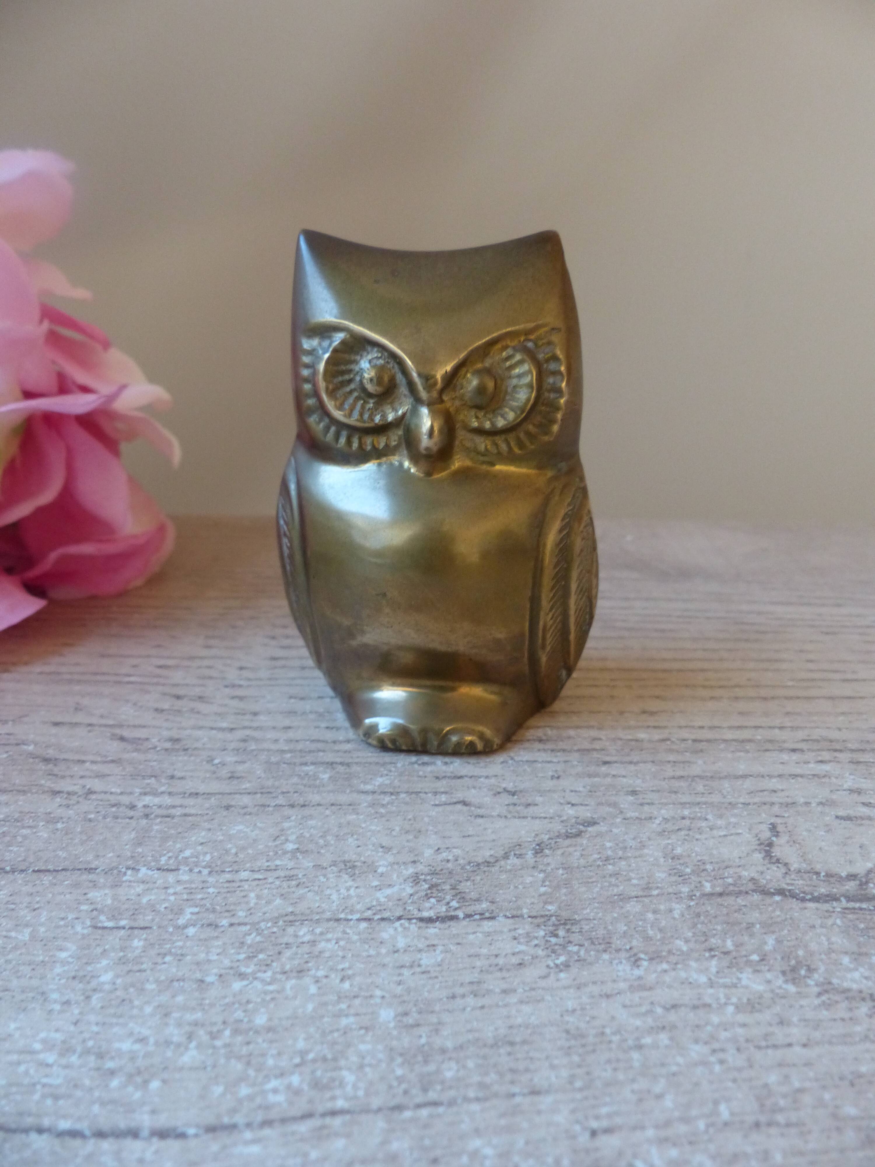 Old Brass Owl Animal Figurine
