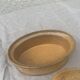 Old terrine in glazed stoneware and floral decoration mustard yellow slip