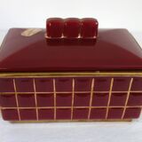 Art Deco box in burgundy ceramic art Poët Laval