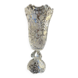 Polished and frosted molded crystal vase – Mid-20th century