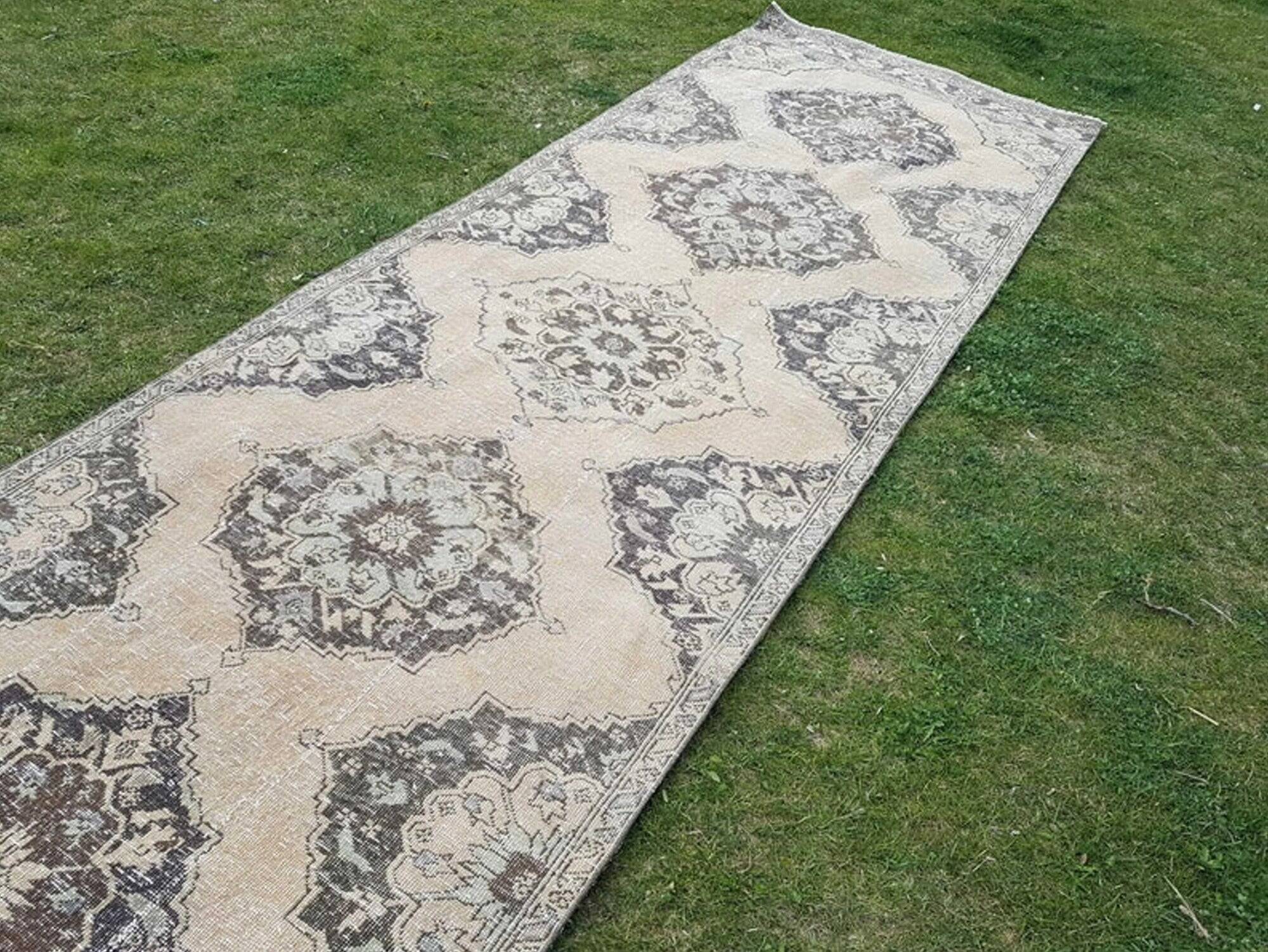 Vintage Turkish hallway rug 119x395 cm