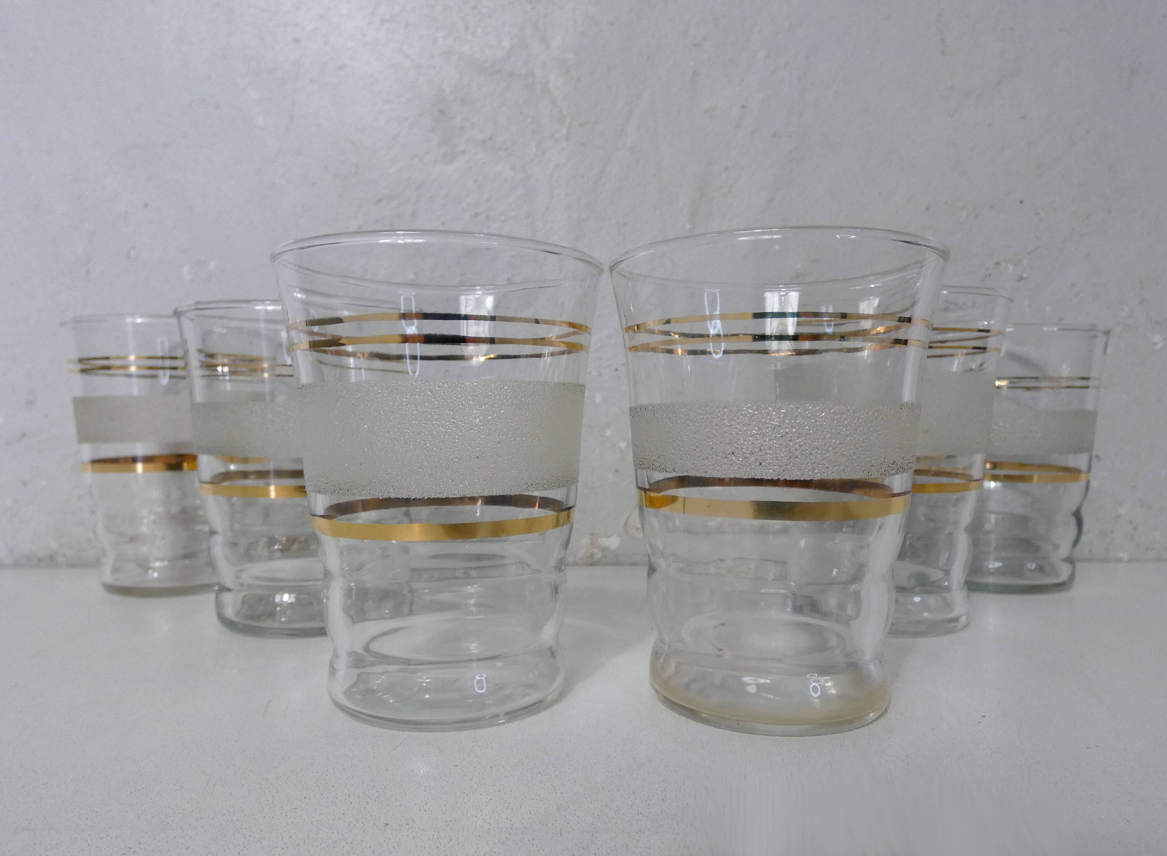 6 white granite blown glasses