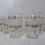 6 white granite blown glasses