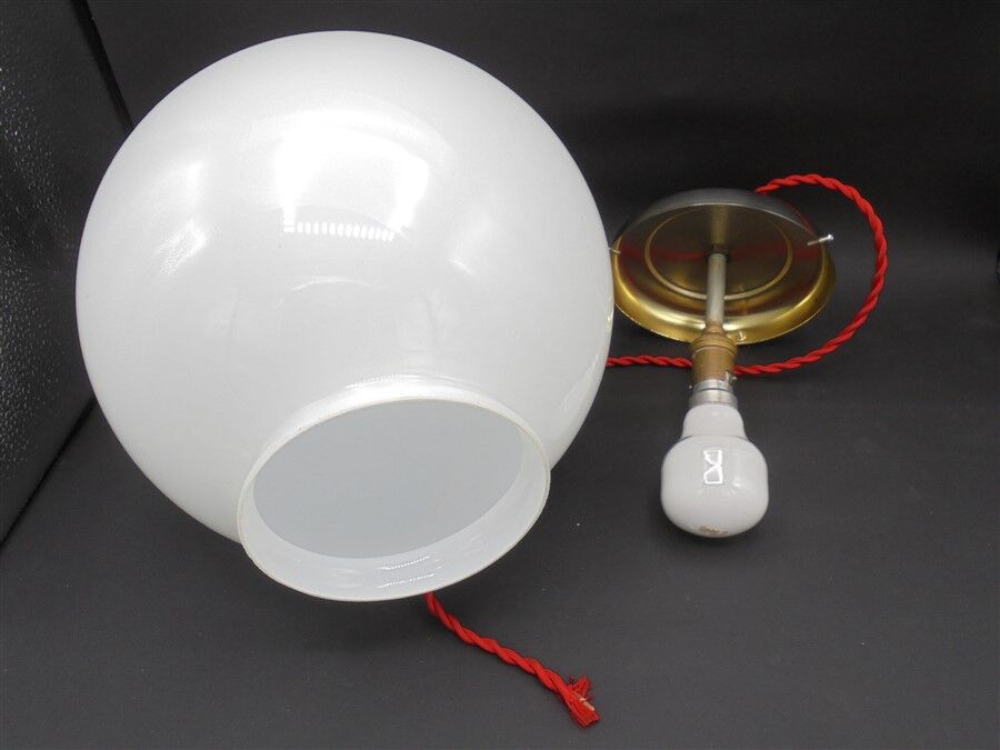 Opaline globe hanging lamp