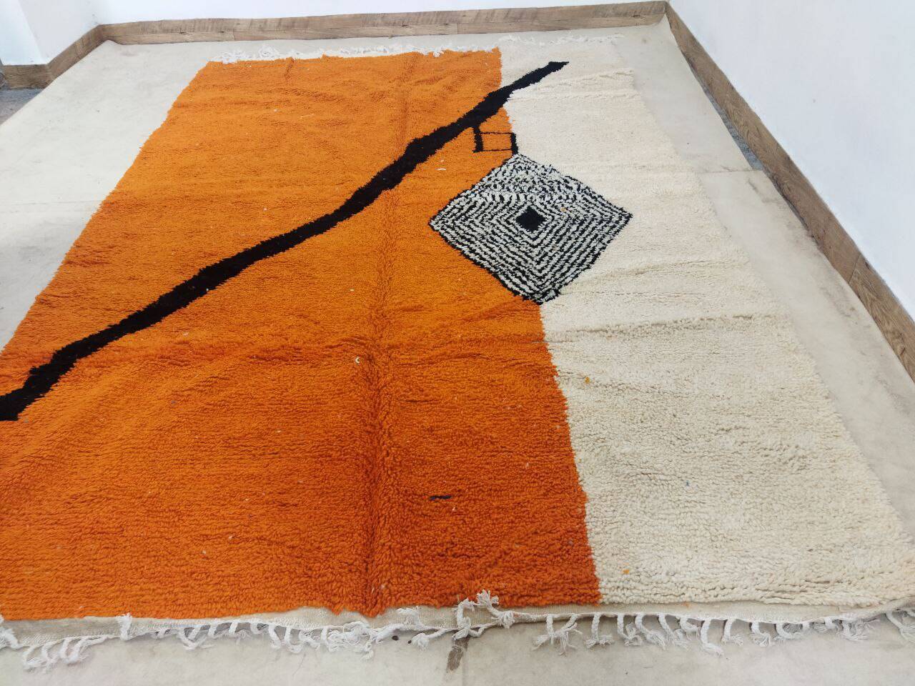 Moroccan handmade artisanal berber carpet magic orange eye 287 x 184 cm