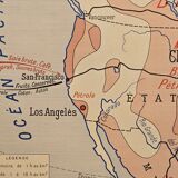 Carte de géographie ancienne / carte d'école Amérique du Sud Amérique du No