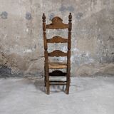 Set of 4 wooden and straw chairs