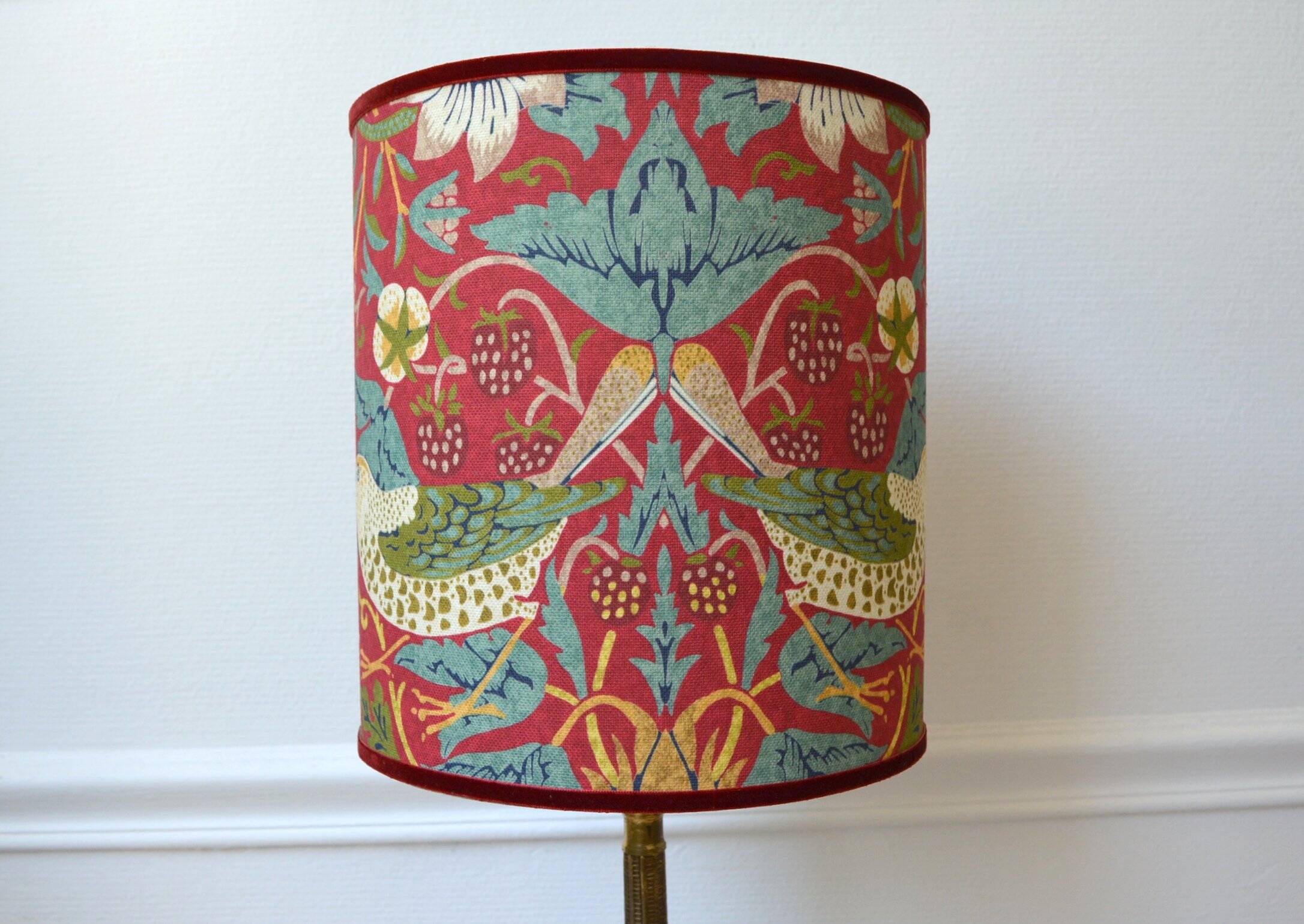 Bird and flower lampshade, William Morris style