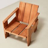 Gerrit Rietveld Pair of Crate Chairs + Table for Cassina 1934/ 1979